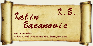 Kalin Bacanović vizit kartica